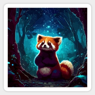 Red panda in magical forest Sticker